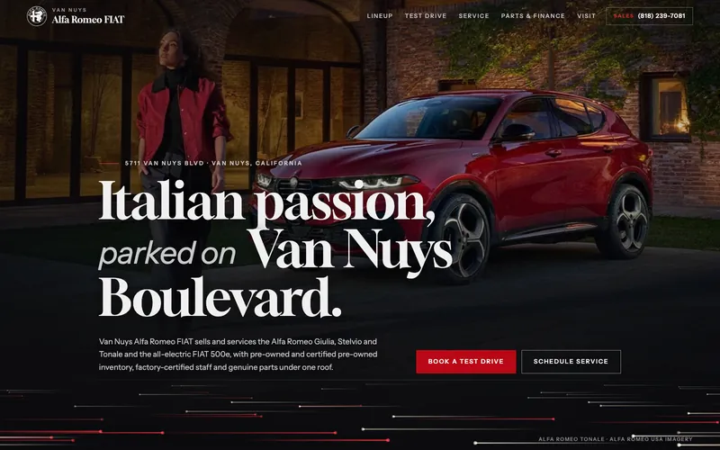 Car dealership website, design example