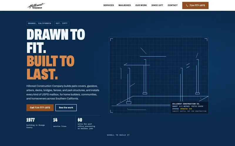 Patio covers website, design example