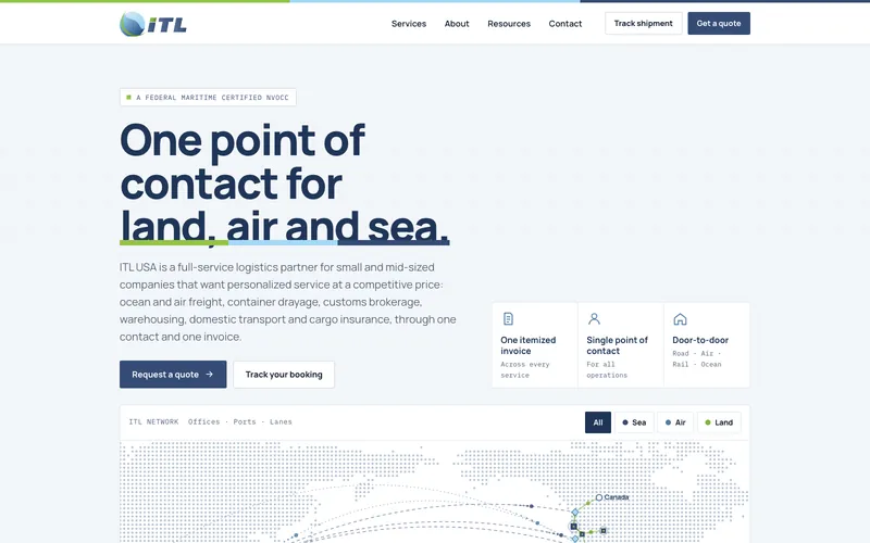 Freight & logistics website, design example