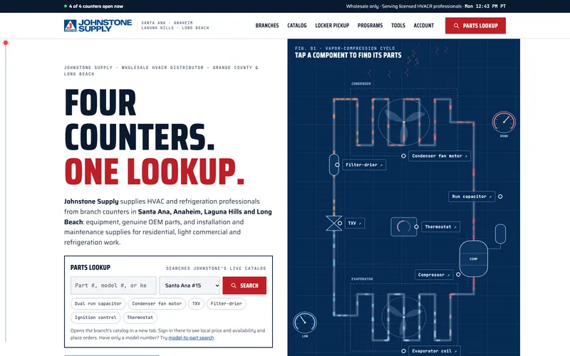 HVAC supply website, design example