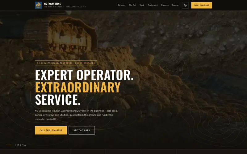 Excavation website, design example