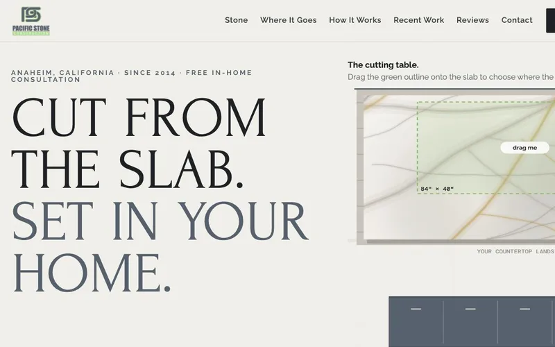 Countertop fabricator website, design example