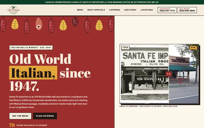 Italian deli website, design example