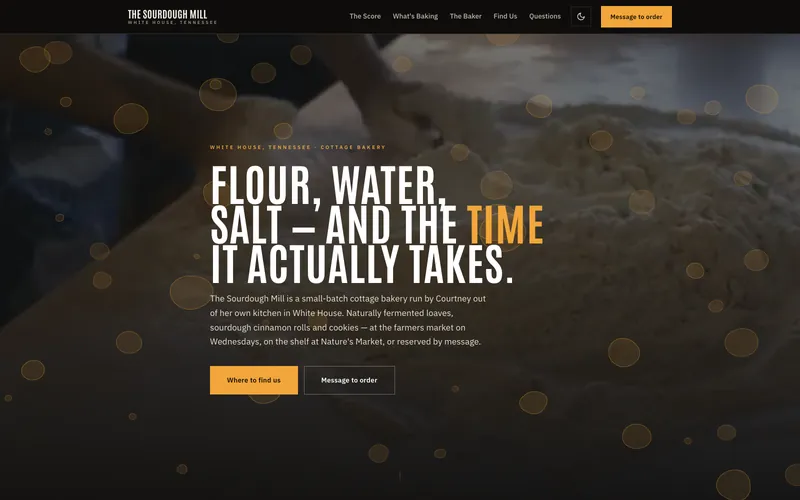 Cottage bakery website, design example