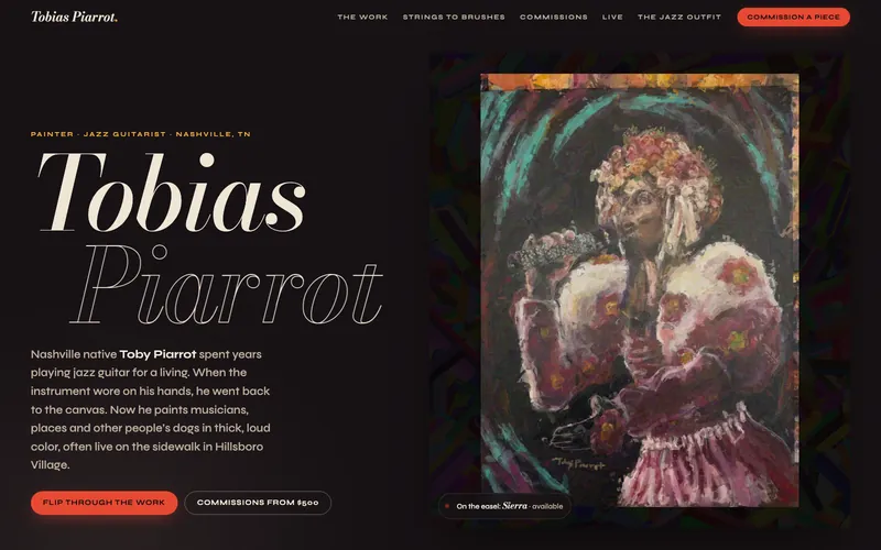 Painter & musician website, design example