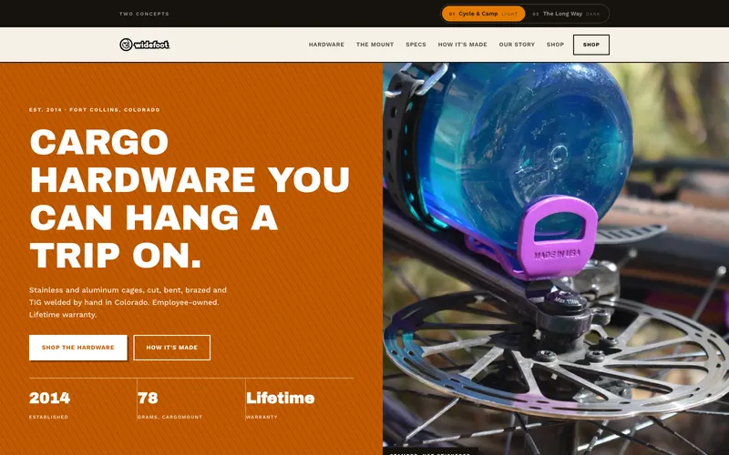 Bike gear maker website, design example