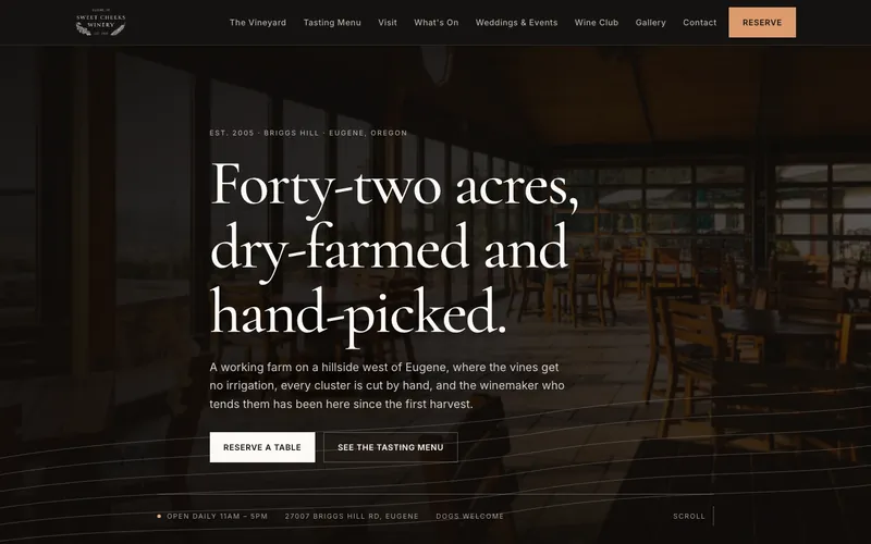 Winery website, design example