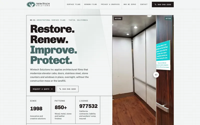 Window film website, design example